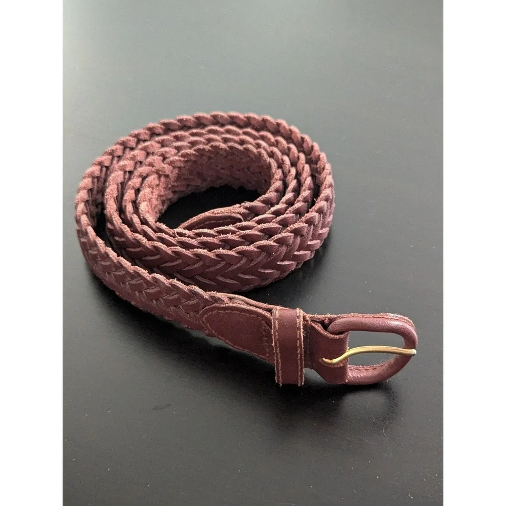 Surrey Split Cowhide Woven Leather Belt Dress Belt Brown Large (47